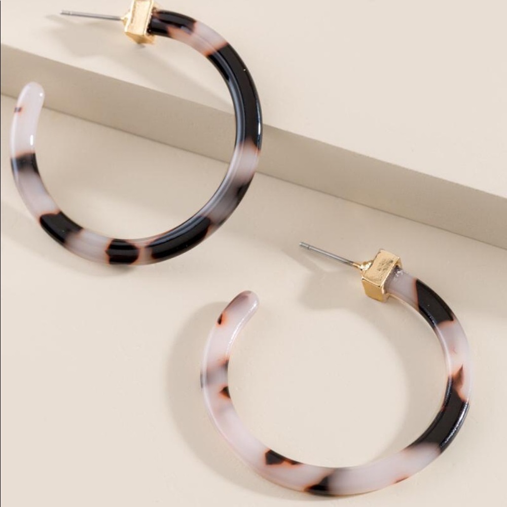 Francescas white tortoise hoop earrings